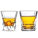 Old Fashioned Luxury Whiskey Glass Set of 2 Different Shape Brandy Glass Crystal Bourbon Rocks Glasses Perfect Barware Mocktail Scotch Cocktail Rum Vodka Liquor Beer Glasses (DD-CC)