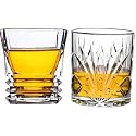 Old Fashioned Luxury Whiskey Glass Set of 2 Different Shape Brandy Glass Crystal Bourbon Rocks Glasses Perfect Barware Mocktail Scotch Cocktail Rum Vodka Liquor Beer Glasses (CC-313)