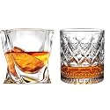 Old Fashioned Luxury Whiskey Glass Set of 2 Different Shape Brandy Glass Crystal Bourbon Rocks Glasses Perfect Barware Mocktail Scotch Cocktail Rum Vodka Liquor Beer Glasses (OX-Star2)