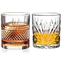 Old Fashioned Luxury Whiskey Glass Set of 2 Different Shape Brandy Glass Crystal Bourbon Rocks Glasses Perfect Barware Mocktail Scotch Cocktail Rum Vodka Liquor Beer Glasses