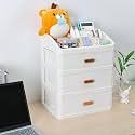 HOME CUBE Plastic Desktop Storage Organiser With 3 Drawers,Countertop Organizer,Desktop Storage Box,Cosmetic Storage Organizer,Desk Supplies Organiser For Home,Office,Work,Stationery Organiser,White