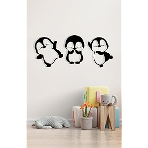 Home Decor Baby Penguins Wood Wall Art