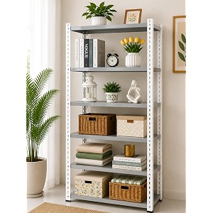home decor pwder coated matte finished heavy duty 6 tier metal storage rack  adjustable steel shelving unit for kitchenkids room living room 24x9x60inch adjustable height