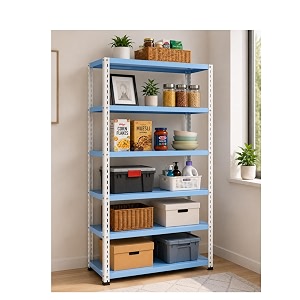 home decor pwder coated matte finished heavy duty 6 tier metal storage rack  adjustable steel shelving unit for kitchenkids room living room 24x9x60inch adjustable height