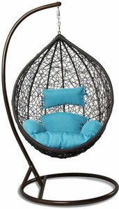home delight swing chair with stand and cushion for adult iron hammock blue black diydo-it-yourself