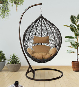 home delight swing chair with stand and cushion for adult iron hammock beige diydo-it-yourself