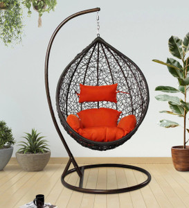 home delight swing chair with stand and cushion for adult iron hammock brown orange diydo-it-yourself