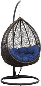 home delight swing chair with stand and cushion for adult iron hammock brown blue diydo-it-yourself