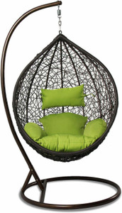 home delight swing chair with stand and cushion for adult iron hammock brown green diydo-it-yourself