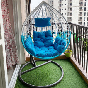 home delight swing chair with stand and cushion for adult iron hammock blue diydo-it-yourself