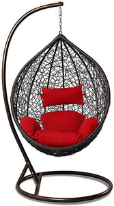 home delight swing chair with stand and cushion for adult iron hammock grey red diydo-it-yourself