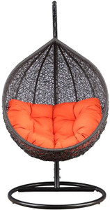 home delight swing chair with stand and cushion for adult iron hammock black orange diydo-it-yourself