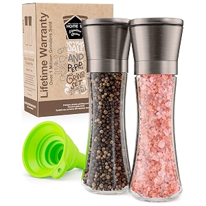 home ec original gun metal black salt and pepper grinder set - adjustable gm black salt grinder amp black pepper grinder - gm black salt and pepper shakers set -gm black pepper mill amp gm black salt mill