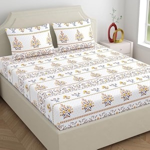 home ecstasy 100 cotton double bedsheet with 2 pillow covers - size 87 x 98 inches 140 tc colour - brown