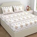 Home Ecstasy 100% Cotton Double Bedsheet with 2 Pillow Covers - (Size 87 x 98 inches, 140 TC, Colour - Brown)