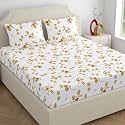 Home Ecstasy 100% Cotton Double Bedsheet with 2 Pillow Covers - (Size 87 x 98 inches, 140 TC, Colour - Brown)