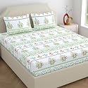 Home Ecstasy 100% Cotton Double Bedsheet with 2 Pillow Covers - (Size 87 x 98 inches, 140 TC, Colour - Green)