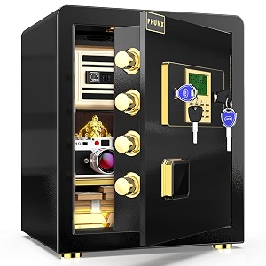 home fireproof safe locker2 cubic  45 litres cabinet security safe box with sensitive alarms dual key system with lcd digital screen for money jewelry document battery required black