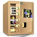 Home Fireproof Safe Locker(2 Cubic | 45 Litres), Ffunx Cabinet Security Safe Box With Sensitive Alarms, Dual Key System With Lcd Digital Screen For Money Jewelry Document Valuables(Gold)