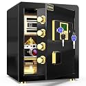 Home Fireproof Safe Locker(2 Cubic | 45 Litres), Cabinet Security Safe Box with Sensitive Alarms, Dual Key System with LCD Digital Screen For Money Jewelry Document (Battery required) Black