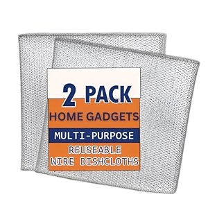 2 pack non-scratch wire dishcloth multipurpose wire dishwashing rags for wet and dry easy rinsing reusable wire cleaning cloth for kitchen sinks pots pans