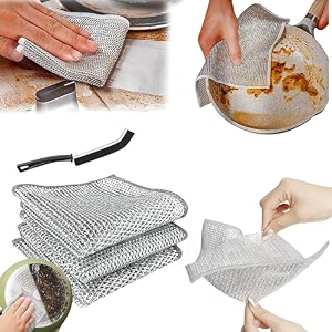 3 pack non-scratch wire dishcloth amp gaps cleaning brush multipurpose wire dishwashing rags for wet and dry easy rinsing reusable wire cleaning cloth for kitchen sinks pots pans