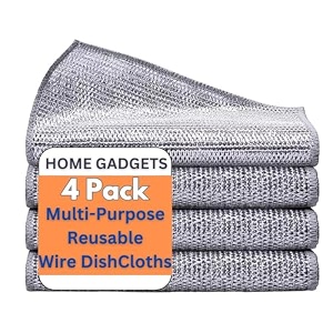 4 pack non-scratch wire dishcloth multipurpose wire dishwashing rags for wet and dry easy rinsing reusable wire cleaning cloth for kitchen sinks pots pans