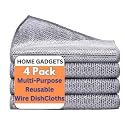 4 Pack Non-Scratch Wire Dishcloth, Multipurpose Wire Dishwashing Rags for Wet and Dry, Easy Rinsing, Reusable, Wire Cleaning Cloth for Kitchen, Sinks, Pots, Pans