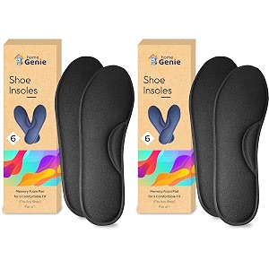 home genie memory foam shoes insole  shoe insoles for all shoes  shoe insole for heel pain  super soft absorption pads comfortable soft durable washable size - 6 pack of 2 black