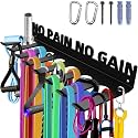 Home Gym Accessories Organization Storage Rack Equipment For Home 8 Hook Wall Hanger Display Gear Barbells Resistance Bands Jump Ropes Lifting Belt Hanger Accessories Hardware Included