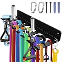 Home Gym Accessories Organization Storage Rack Equipment For Home 8 Hook Wall Hanger Display Gear Barbells Resistance Bands Jump Ropes Lifting Belt Hanger Accessories Hardware Included