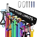 Home Gym Accessories Organization Storage Rack Equipment For Home 8 Hook Wall Hanger Display Gear Barbells Resistance Bands Jump Ropes Lifting Belt Hanger Accessories Hardware Included