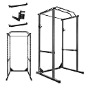 Home Gym Power Rack: 1200LBS Squat Cage with Pull-Up Bar, Safety Arms, and Adjustable J-Hooks for Secure Strength Training, Black
