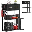 Home Gym Storage Rack, Adjustable 4-Tier with Extra Drawer