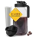Home Hero Cold Brew Coffee Maker Glass Pitcher - Easy Mason-Style Cold Brew Jar - Smooth Iced Coffee Maker Experience - Leakproof Flip Cap & On-the-Go Lid for Iced Tea Pitcher - 64 Oz, Black