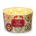 Home Lights 4-Wick Candles for Home Scented - 18oz Soy Wax Candle Long-Lasting Fragrance, Bohemian Natural Textures Home Decor and Housewarming Gifts, Fresh Cut Roses