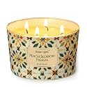 Home Lights Soy Wax Candles for Home Scented, 4-Wick Candles in Peach Blossom Freesia Scented, Aromatherapy Candles Gift for Parties, Relaxing, Bohemian Natural Textures, 18oz