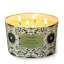 Home Lights Soy Wax Candles for Home Scented, 4-Wick Candles in English Pear &amp; Suede Scented, Aromatherapy Candles Gift for Parties, Relaxing, Bohemian Natural Textures, 18oz