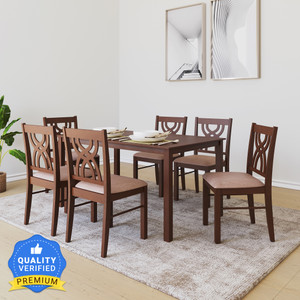 nilkamal alice solid wood 6 seater dining set