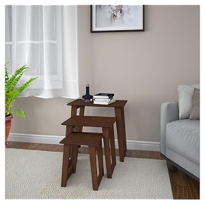 home by nilkamal presto nest table walnut set of 3