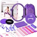 Home Pilates Essentials Kit for Women, Magic Circle Pilates Equipment Ring and Ball Set, Resistance Bands Workout Guide Video for 28 Day Pilates Challenge Starter Kit for Beginners
