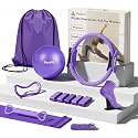 Home Pilates Ring and Ball Set for Women with 5 Resistance Bands 13 inch Magic Circle Workout Starter Kit for Beginners Full Body Toning 15 Min Daily Routine