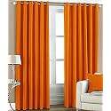 Polyresin Floral Grommet, Rod Pocket Door Curtain, 7 Feet, Orange, Pack of 2