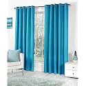 Polyresin Grommet &amp; Rod Pocket Eyelet Curtain For Long Door, 5 Feet, Blue, Pack of 2