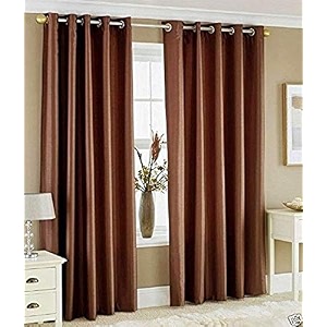 polyresin grommet rod pocket door curtain 5 feet brown pack of 2