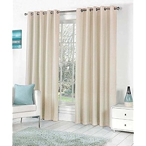 polyresin grommet rod pocket door curtain 6 feet cream pack of 2