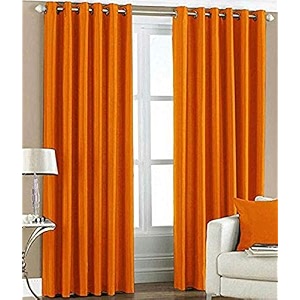 polyresin grommet rod pocket door curtain 6 feet orange pack of 2
