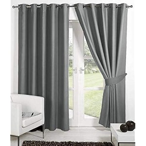 polyresin grommet rod pocket door curtain 9 feet grey pack of 2
