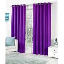 Polyresin Grommet, Rod Pocket Door Curtain, 7 Feet, Purple, Pack of 2