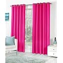 Polyresin Grommet, Rod Pocket Door Curtain, 7 Feet, Pink, Pack of 2
